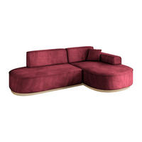 ECKSOFA Ottomane Rechts MARI-L1-v1 - 243x171x83 cm Bordeaux Velours - Bordeaux, Holzwerkstoff/Textil (171/243cm) - ALTDECOR