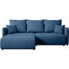 ECKSCHLAFSOFA Henry Mini blau links - Blau/Schwarz, Kunststoff/Textil (221/153cm) - Beautysofa