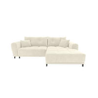 ECKSOFA Massimo Cordstoff Creme inkl. Schlaffunktion Rechts - Creme/Schwarz, Textil/Metall (246/177cm) - 99rooms