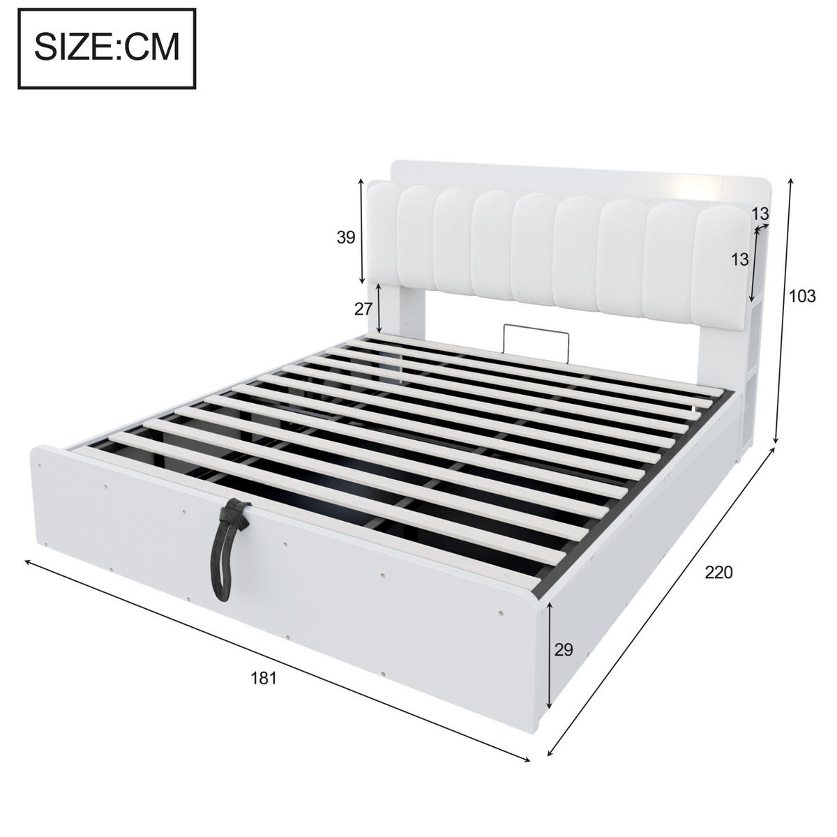 BETT 180/200 cm aus Holz mit Stauraum, Weiß - Weiß, Holz (180/200cm) - OKMYHOME