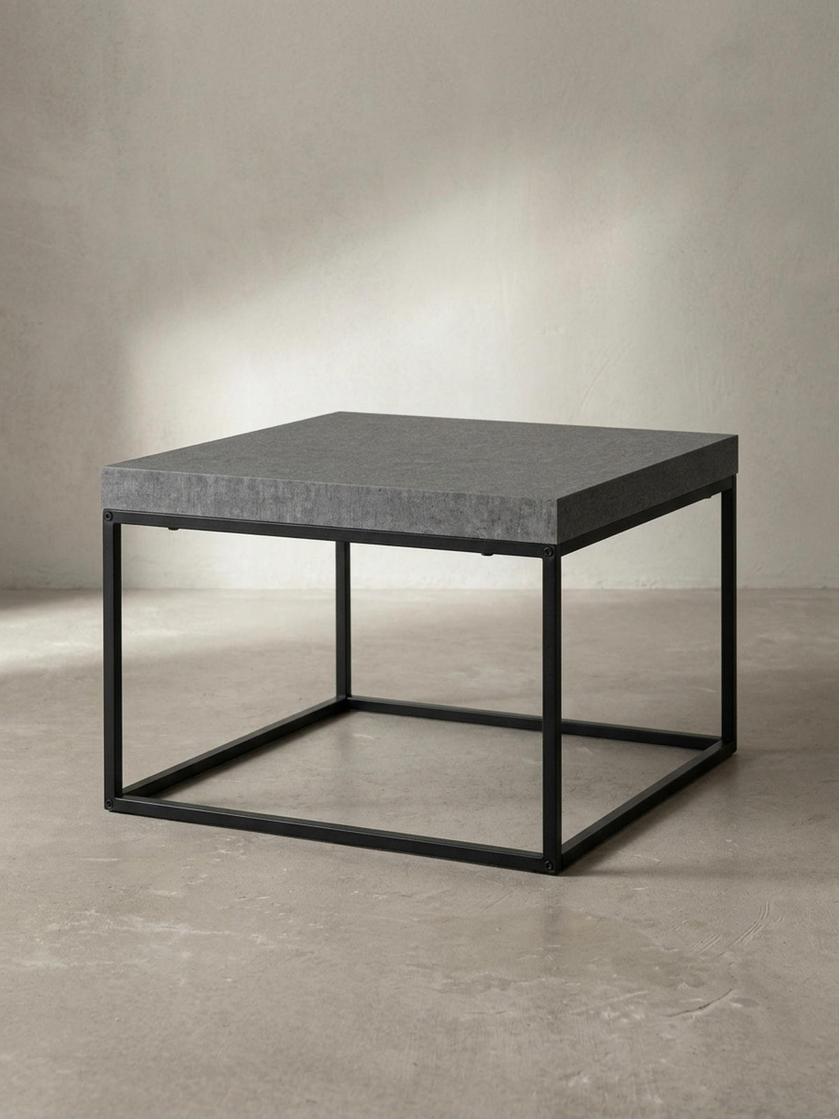COUCHTISCH in Stein-Optik mit Metallbeinen im modernen Design, Grau 60x60x38 cm - Schwarz/Grau, Holzwerkstoff/Metall (60/60/38cm) - KADIMA DESIGN