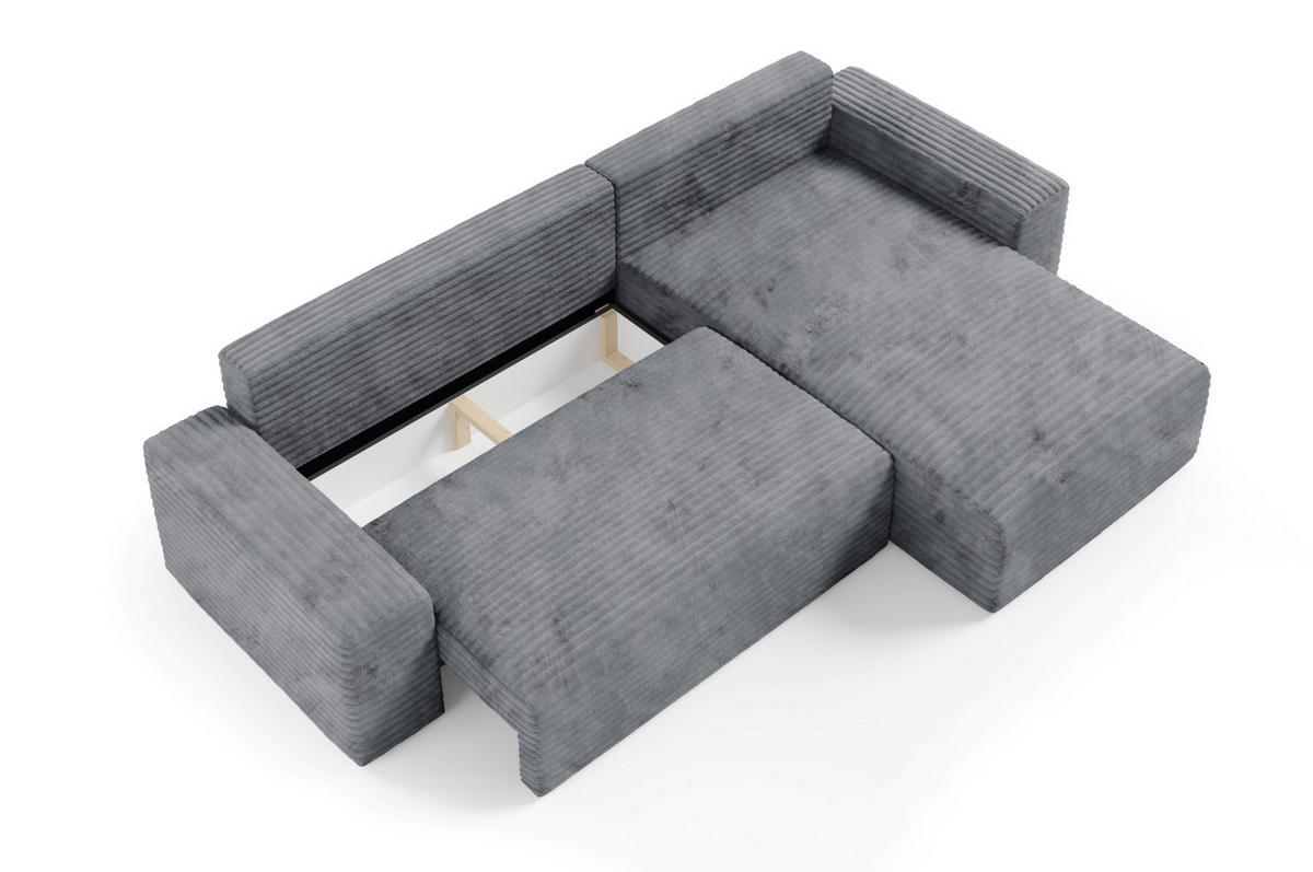 ECKSOFA mit Schlaffunktion Grau - Schwarz/Grau, Holz/Holzwerkstoff (300/185cm) - Furnisell