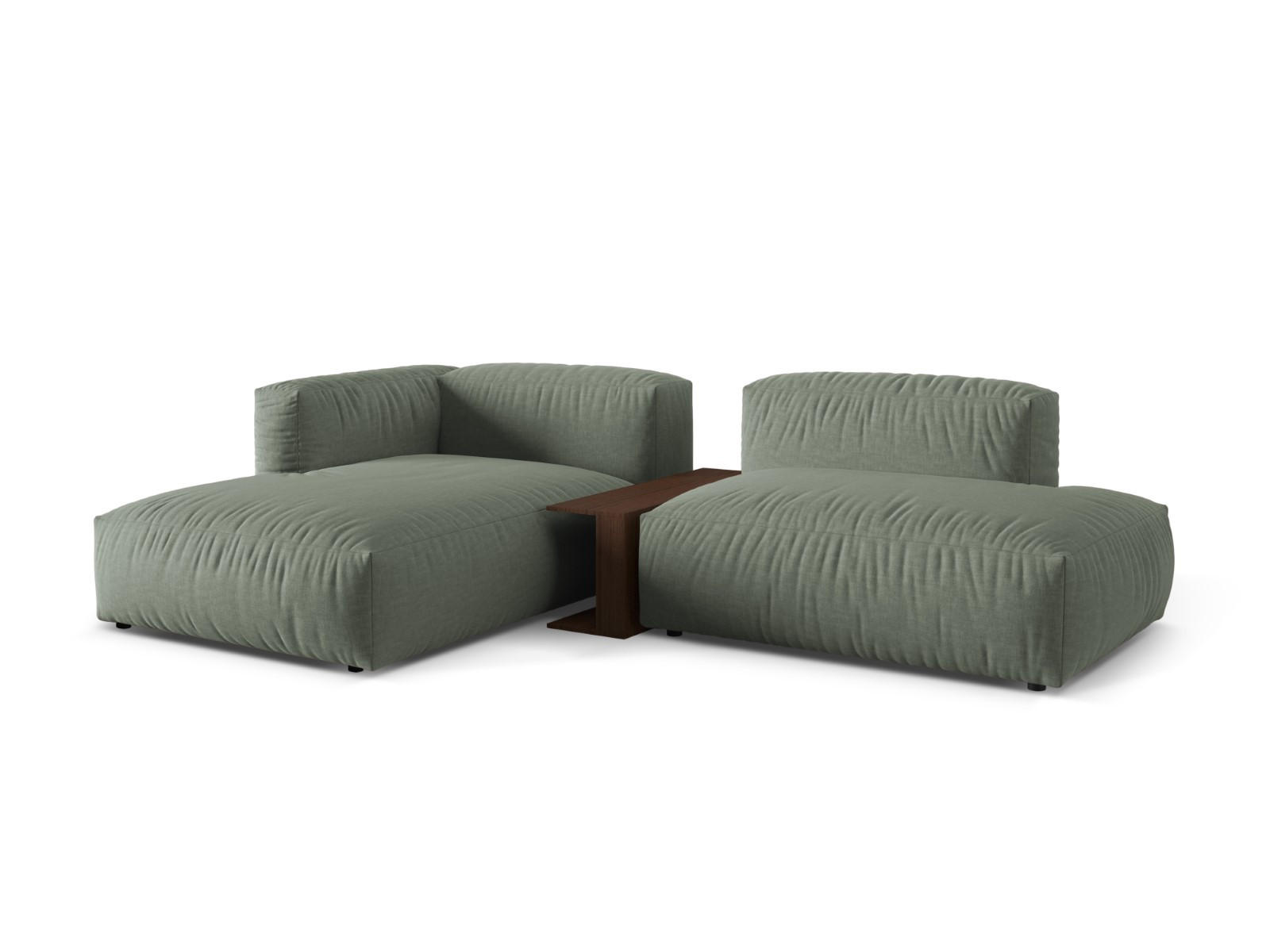 ECKSOFA modular links Martina aus strukturiertem Stoff moosgrün 2 Sitzplätze - Salbeigrün, Textil (176/285cm) - Micadoni
