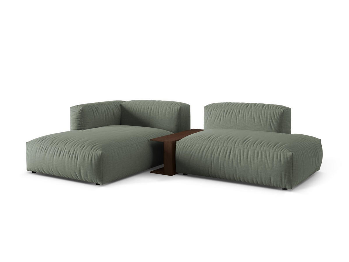 ECKSOFA modular links Martina aus strukturiertem Stoff moosgrün 2 Sitzplätze - Salbeigrün, Textil (176/285cm) - Micadoni