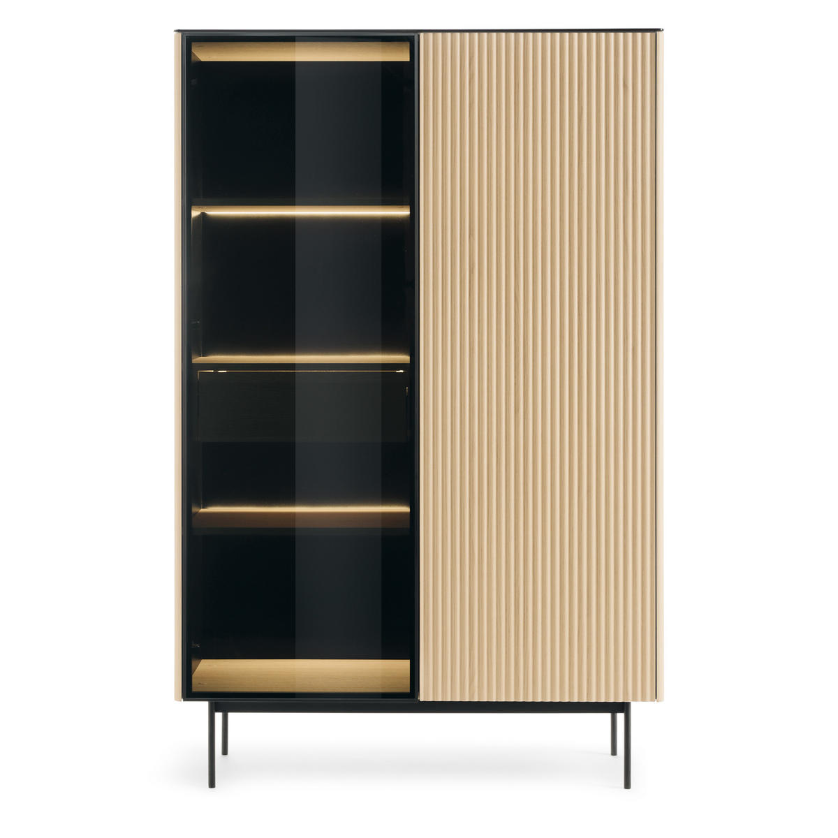 VITRINE OLDEN WIT2 Glasplatte Eiche - Eichefarben, Glas/Holzwerkstoff (107/163/39cm) - Komodee