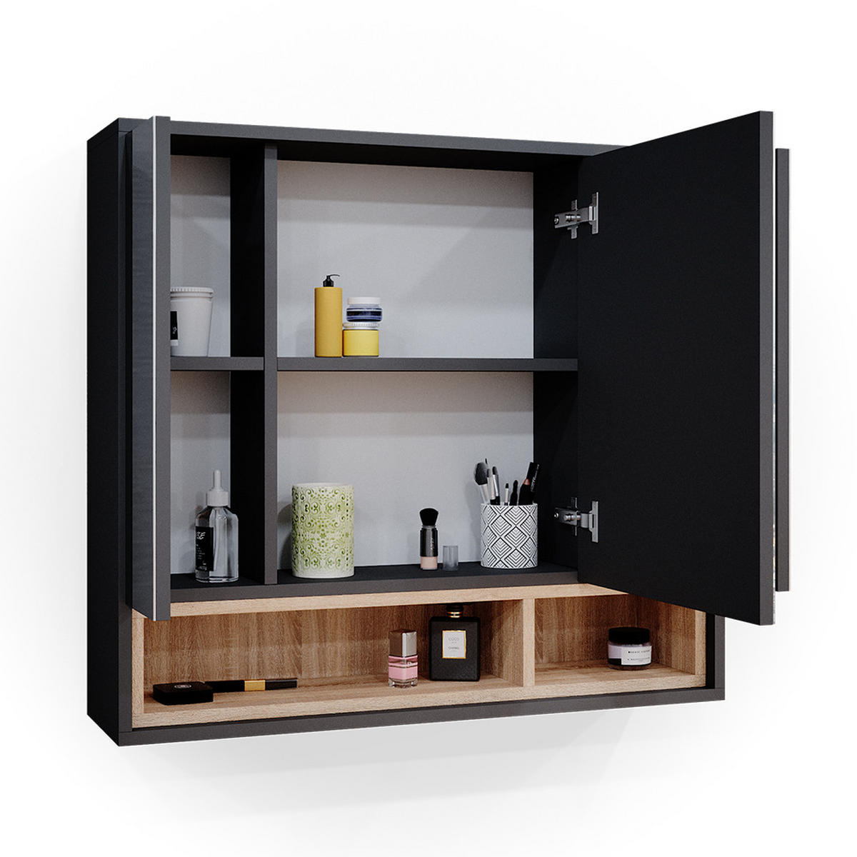 BADSPIEGELSCHRANK Beatrice Anthrazit 80 x 72 cm - Anthrazit, Holzwerkstoff (80/72/20cm) - Vicco