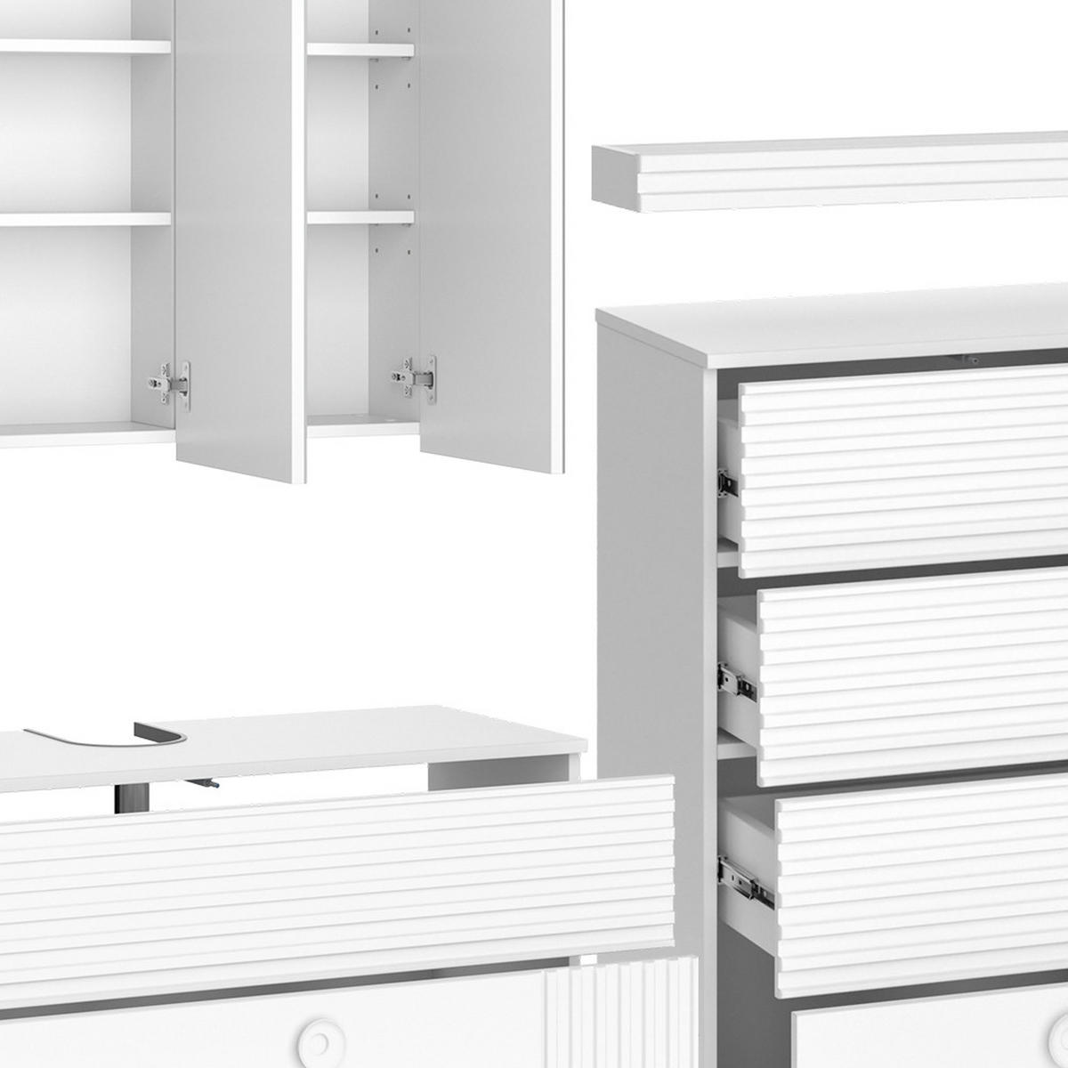 BADMÖBEL-SET Sola Weiß 3 Teile, mit Midischrank - Weiß, Holzwerkstoff (100/72/37cm) - Vicco