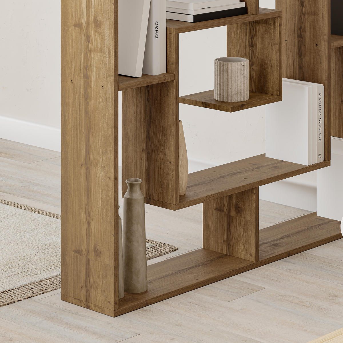 BÜCHERREGAL Labirent Dunkle Eiche 125/22/129 cm - Walnussfarben, Holzwerkstoff (125/128.6/22cm) - Decortie