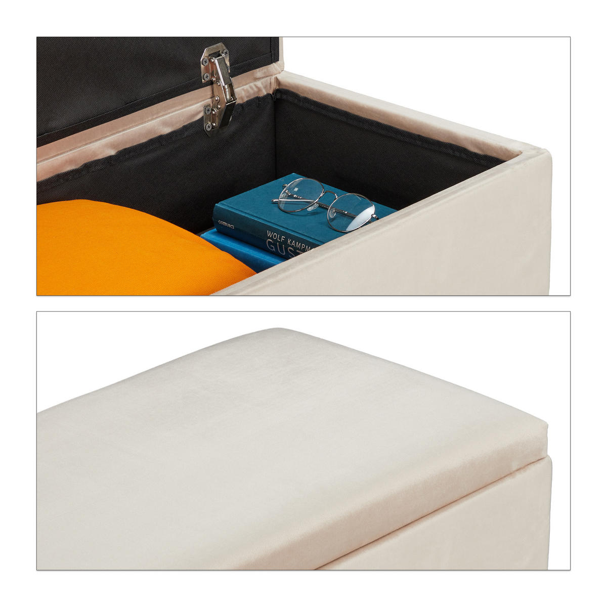 SITZBANK - Creme, Holz/Holzwerkstoff (80/41/40cm) - Relaxdays