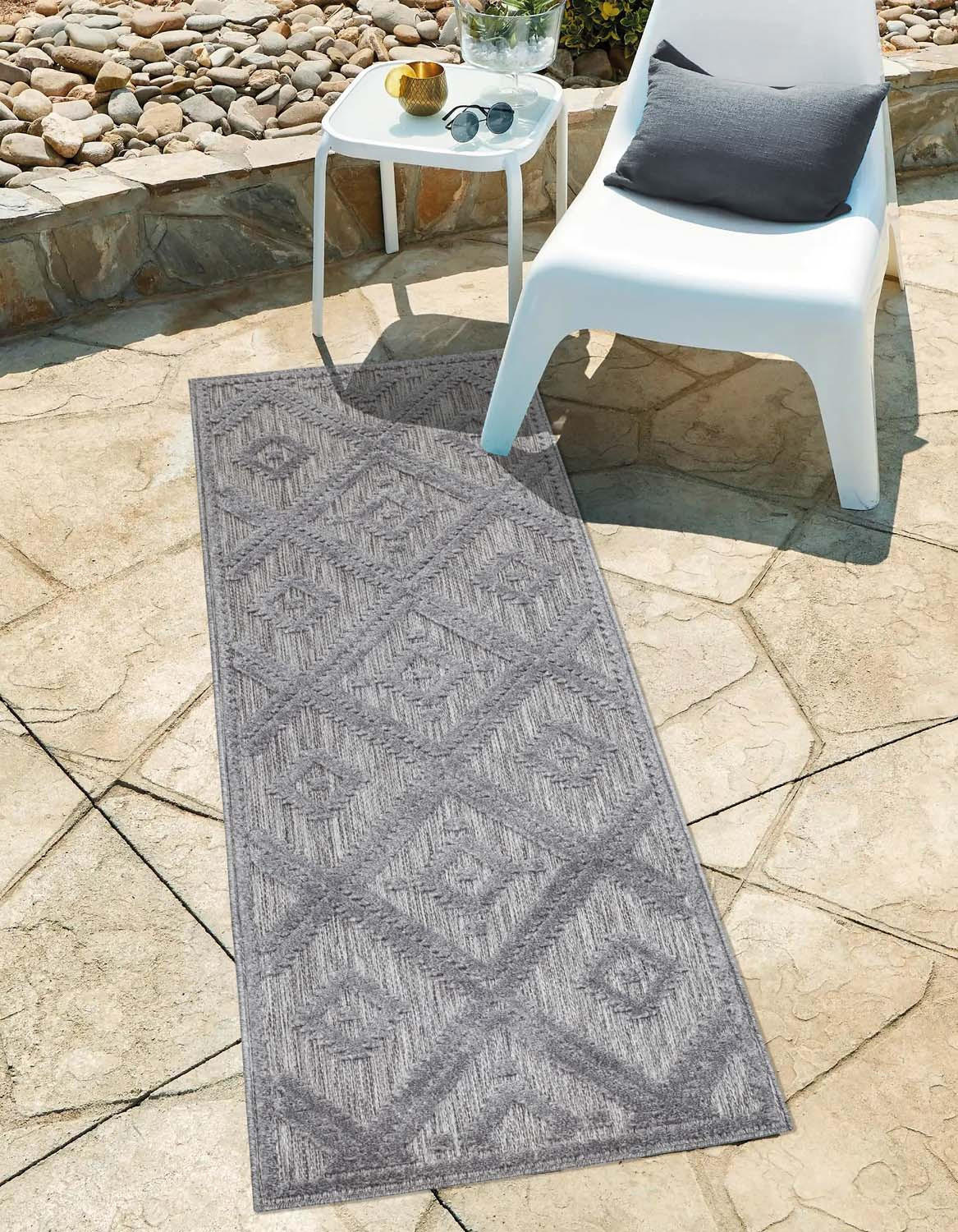 OUTDOOR-TEPPICH Santorini 454 Anthrazit 80x250 cm - Anthrazit, Textil (80/250cm) - carpet city