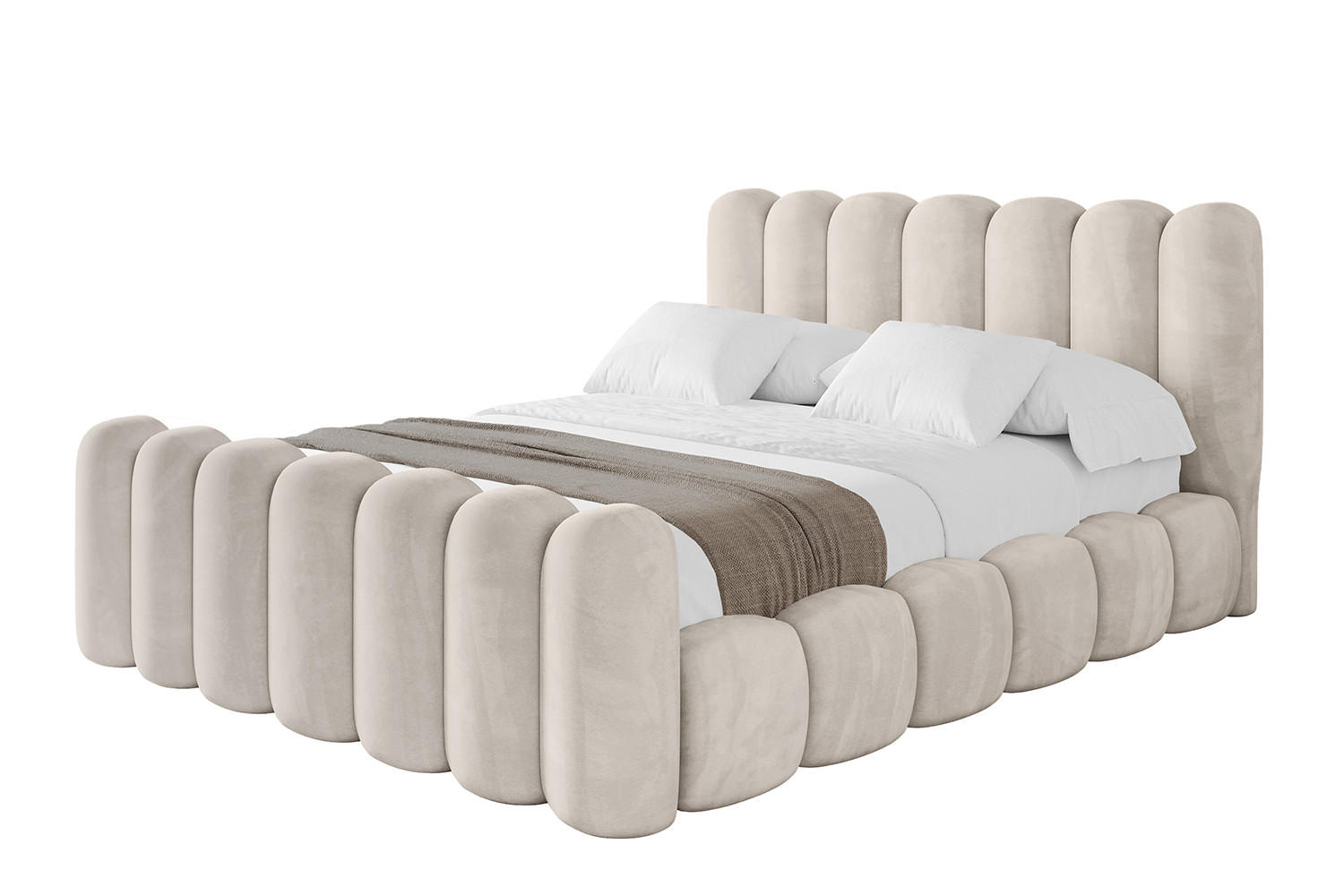 POLSTERBETT mit Bettkasten, Fußteil und Lattenrost, Bett mit Matratze H3/H4 - SENA-Z 180x200 Beige - Beige, Holzwerkstoff/Textil (180/200cm) - ALTDECOR