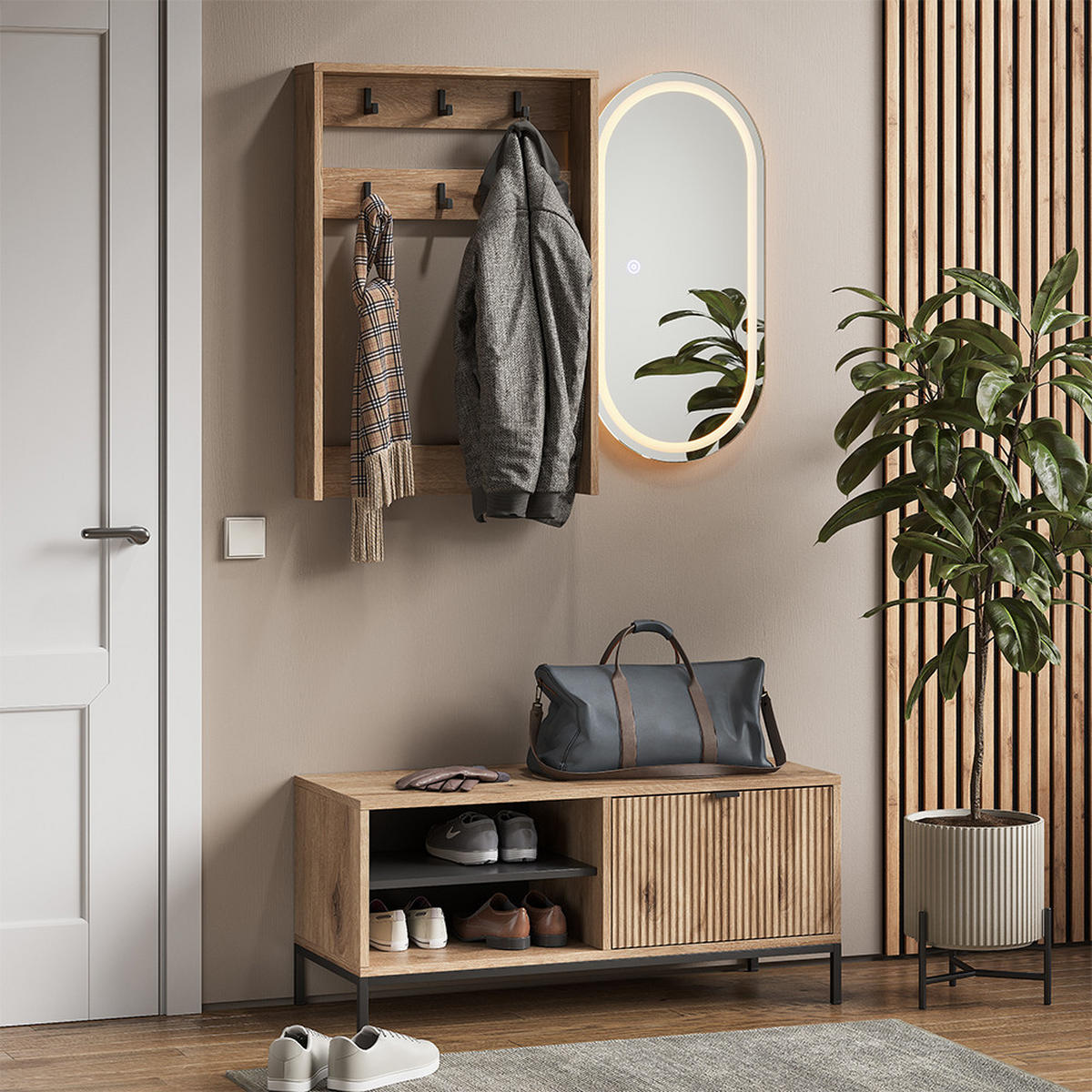 GARDEROBE Eliza Viking Oak 100 x 45 cm Set, 3 Teile - Eichefarben, Holzwerkstoff (100/45/40cm) - Vicco