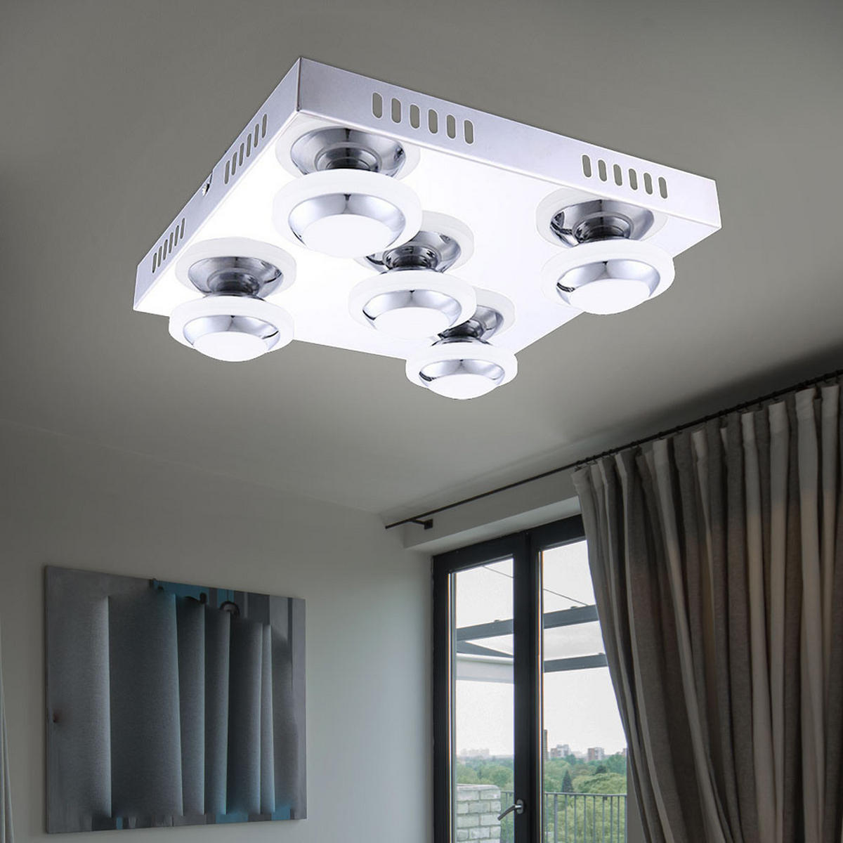 LED DECKENLEUCHTE Carter Chrom Silber - Silberfarben, Metall (30/30/9cm) - Wofi