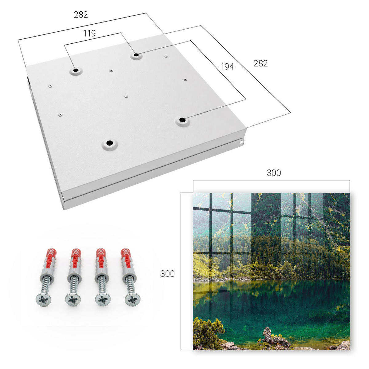 SCHLÜSSELBOX Weiß 30x30 cm – Türöffnung nach rechts - Bergidylle - Grün, Metall (30/30/5cm) - TULUP