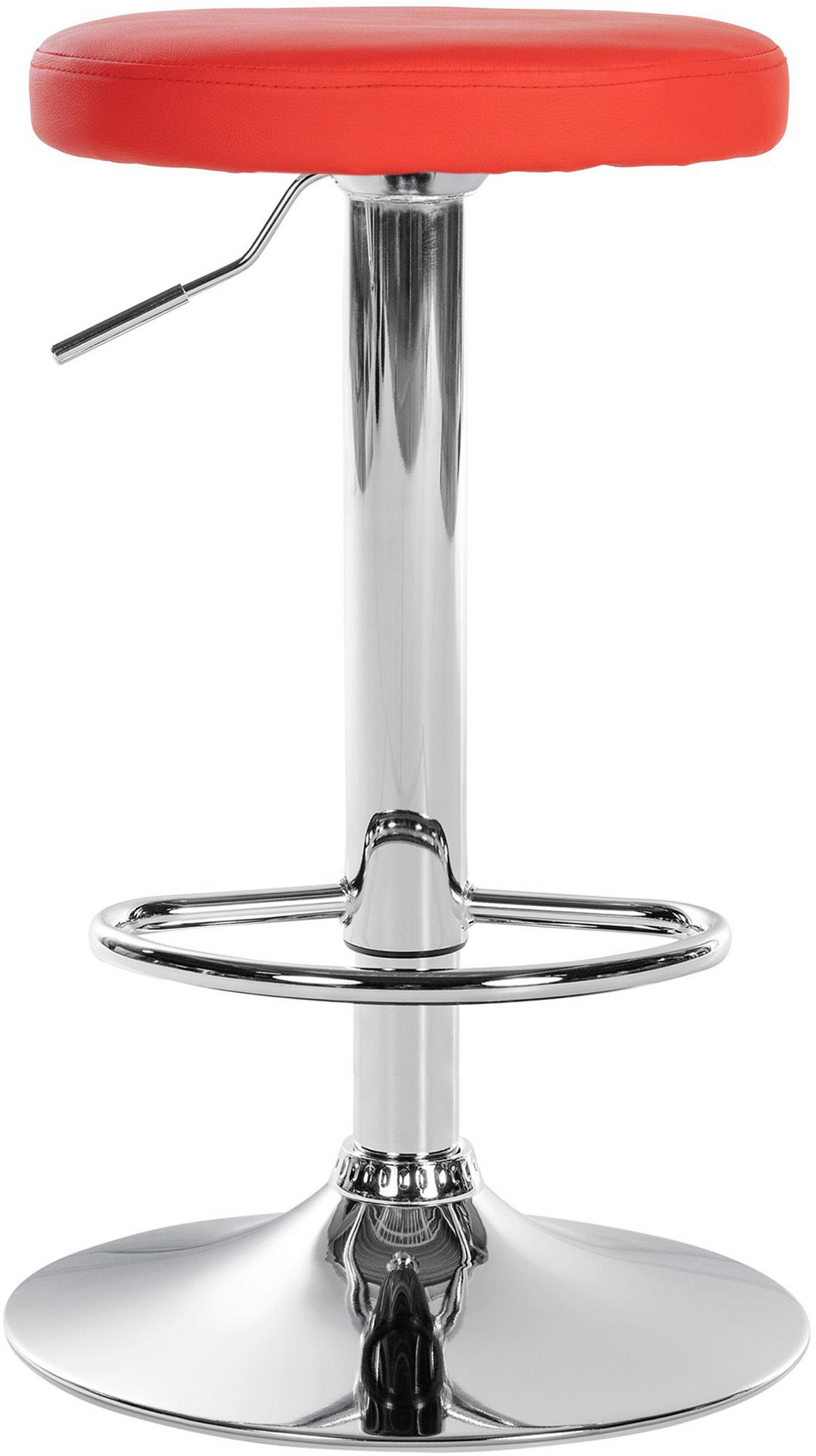 BARHOCKER Pontius Kunstleder chrom rot - Chromfarben/Rot, Kunststoff/Metall (38.5/81/38.5cm) - TPFLiving