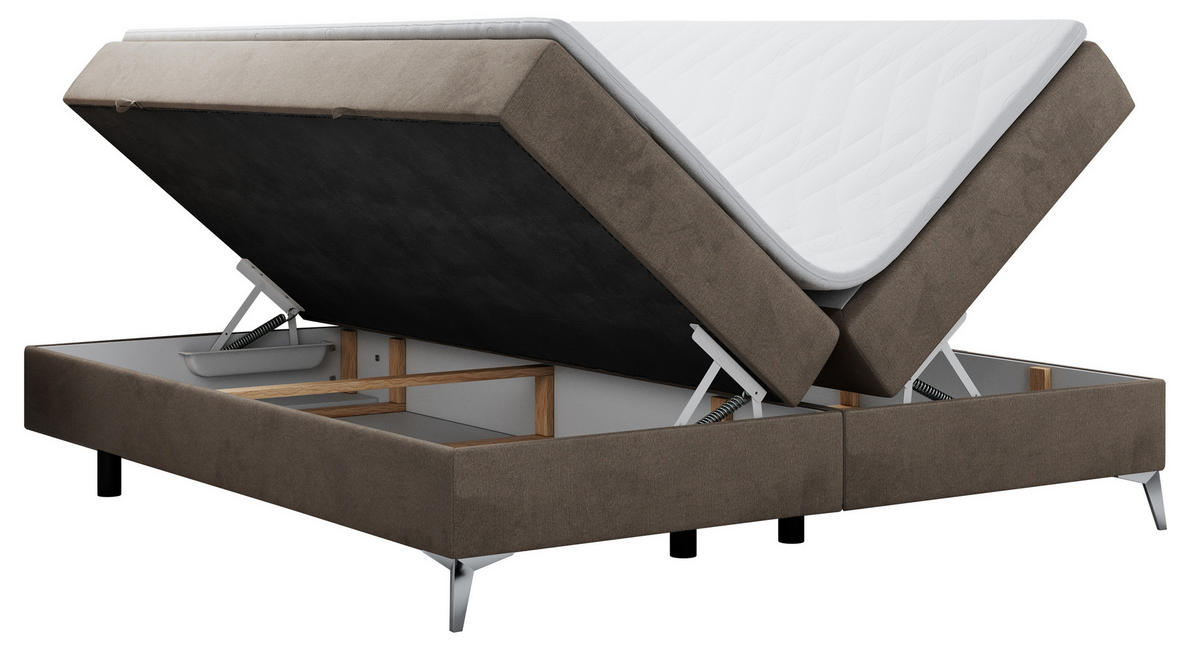 BOXBETT LESS 140/200 Braun Velvet - H4 - Braun, Holz/Textil (140/200cm) - MKS