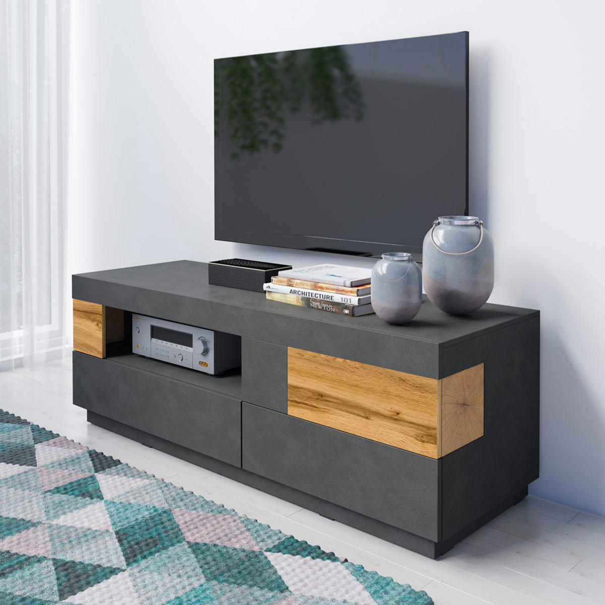 TV OMARICA Andrea Antracitno siva in les - siva, leseni material (160/54/50cm) - Petits-meubles