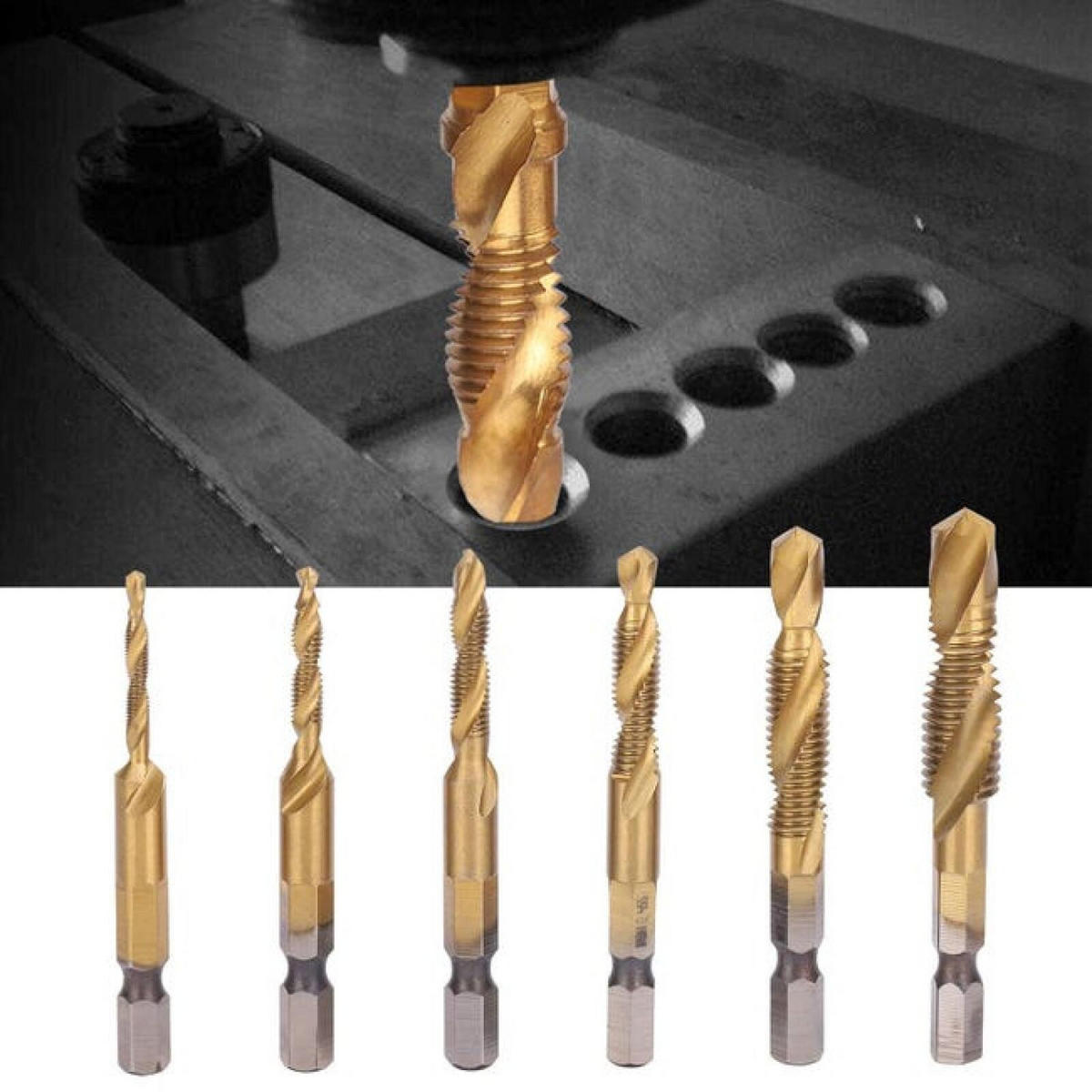 BOHRER - Schnellarbeitsstahl, Schneckenschaft (6-teiliges Set) - Gelb, Metall (7/1/1cm) - DCA