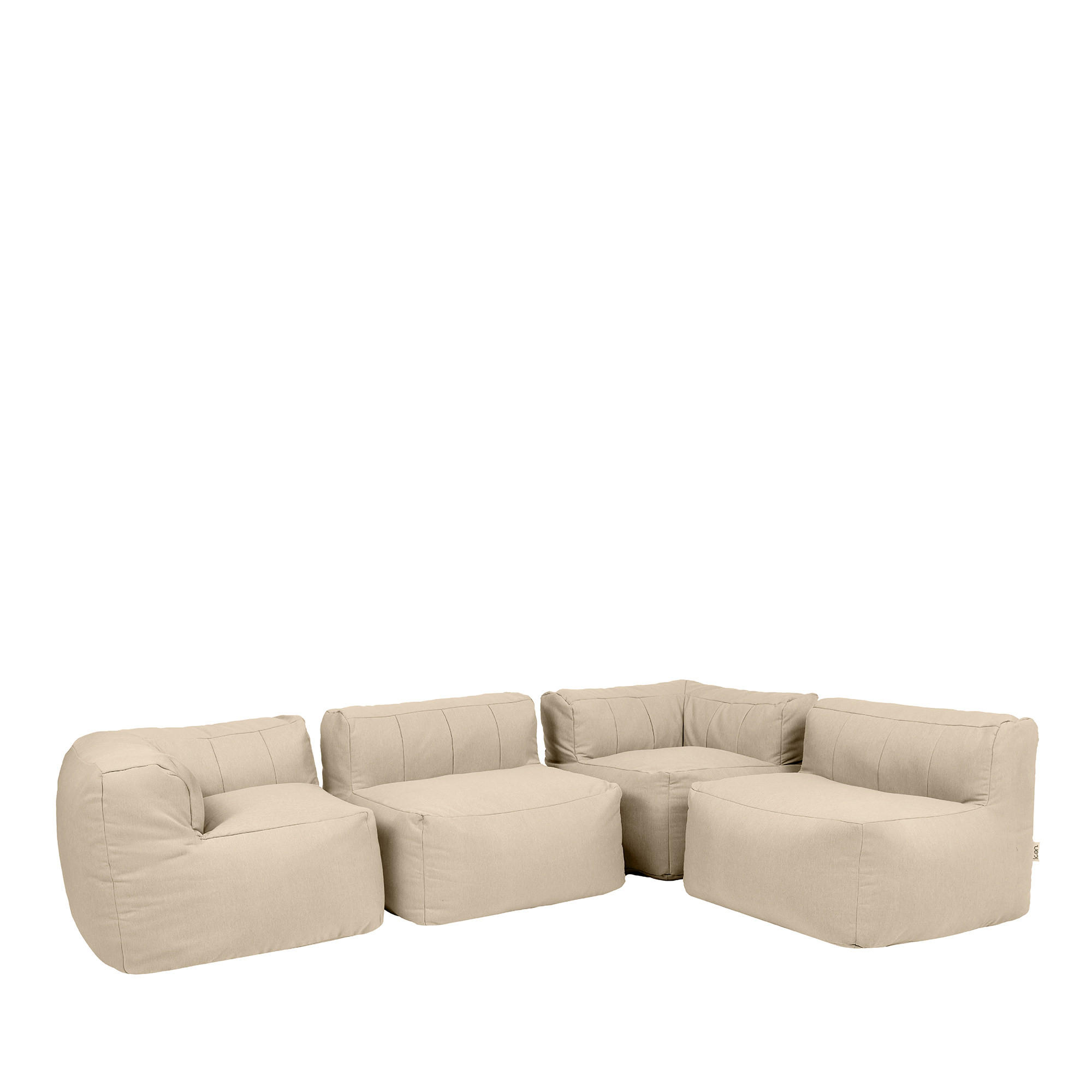 SITZSACK-SOFA Outdoor 4-tlg.: 2 Ecksessel, 2 Sessel - Beige, Textil (390/68/100cm) - icon