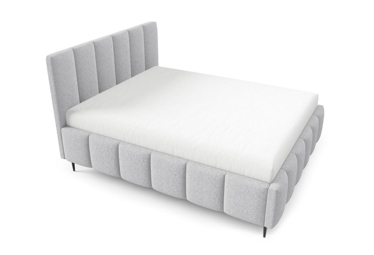 POLSTERBETT mit Bettkasten 140x200 cm in Hellgrau - Hellgrau, Metall (140/200cm) - Home Collective