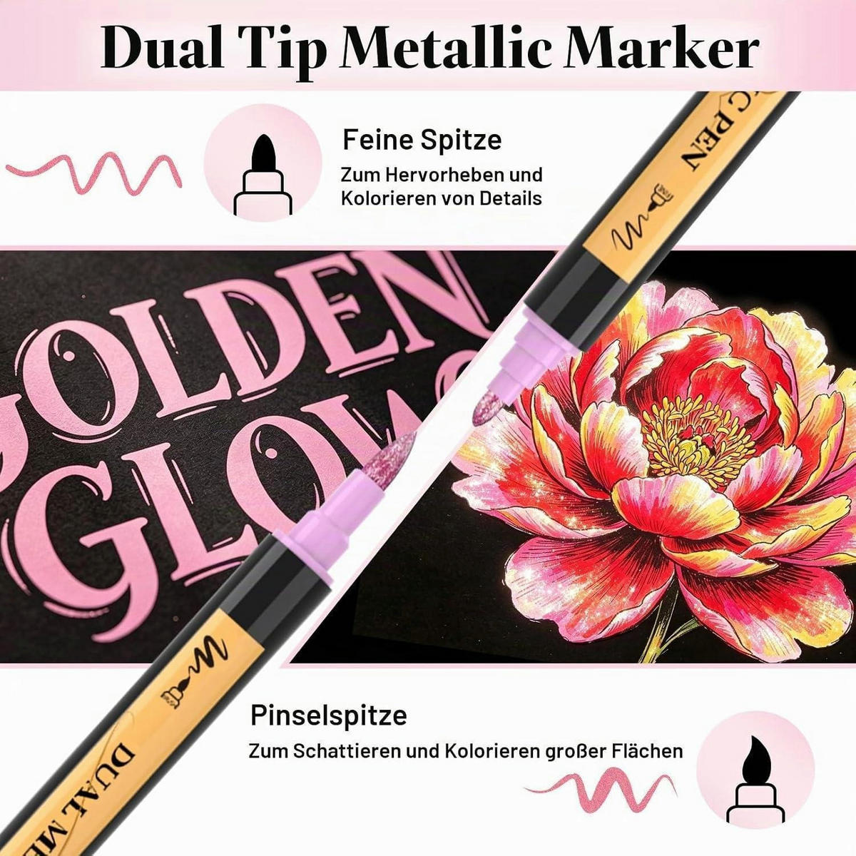 ACRYLSTIFTE 30er Set Metallic Dual Tip - Multicolor, Kunststoff (10/2/15cm)