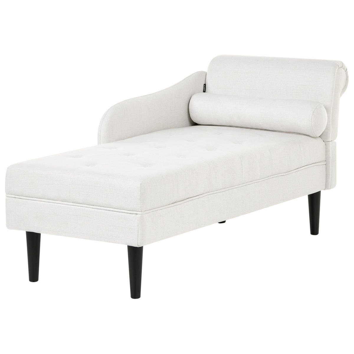ČALOUNĚNÉ LEHÁTKO CHAISE LONGUE PRAVOSTRANNÉ Látka Krémově bílé Yvoire - bílá/černá, textil (68/72/151cm) - Beliani