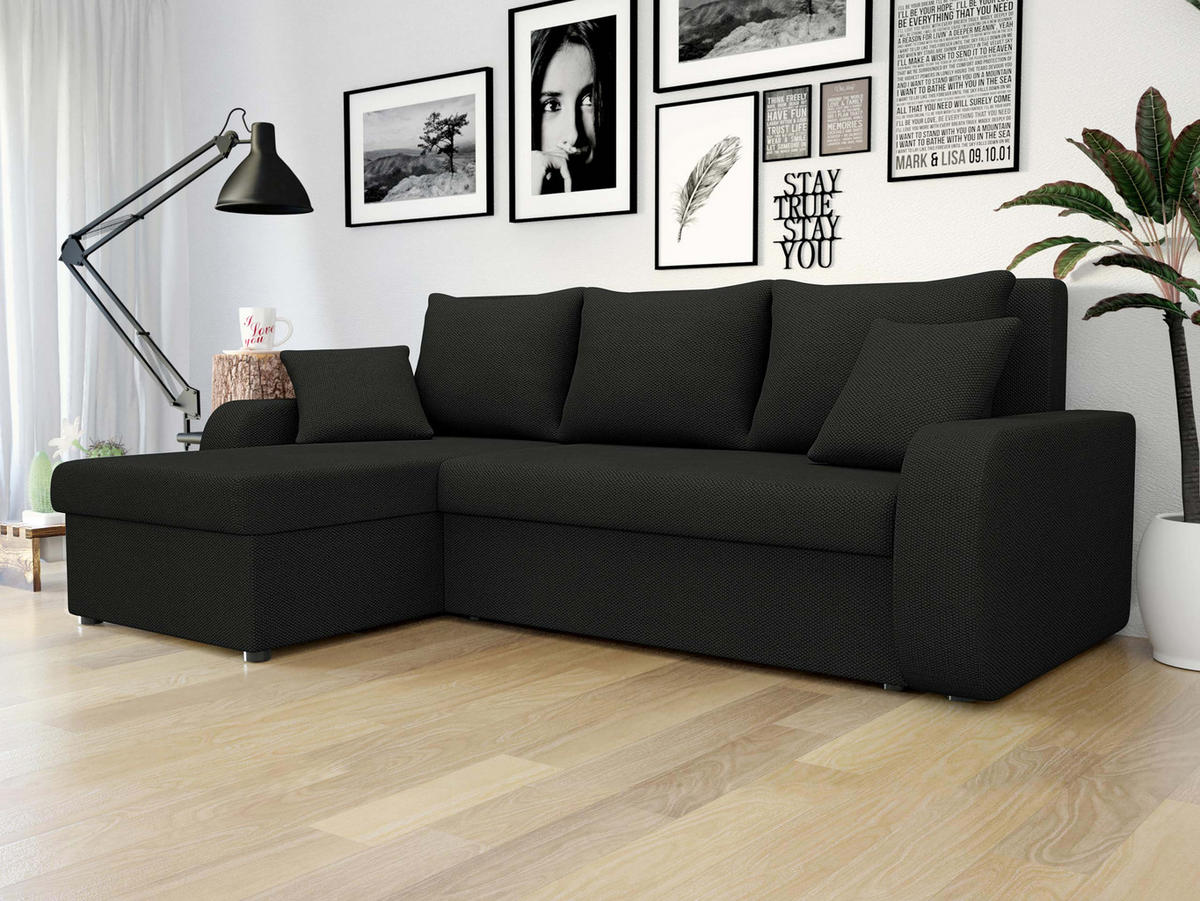 ECKSOFA Kris Lux - Schwarz, Holz/Kunststoff (238/147cm) - MIRJAN24