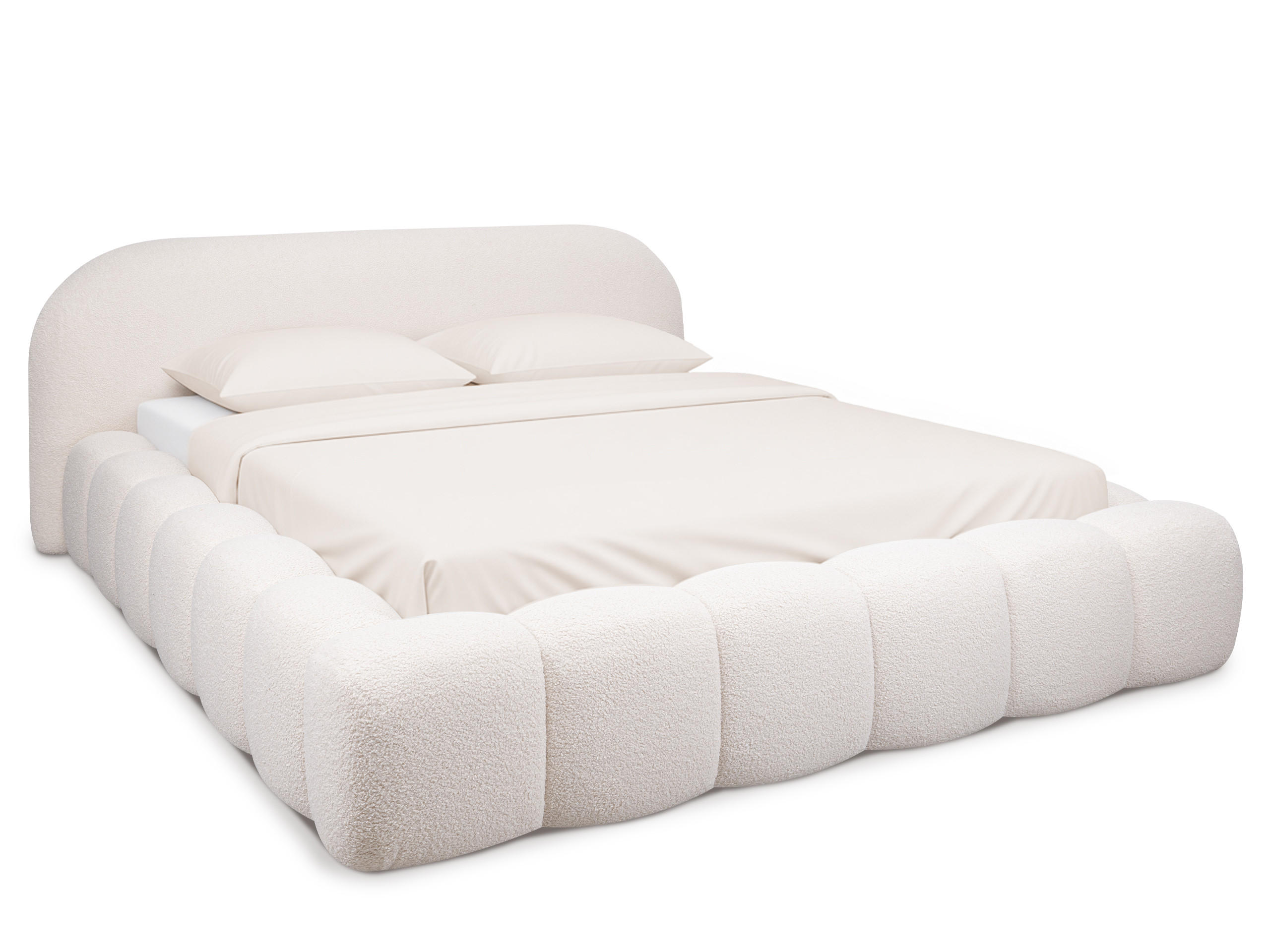 POLSTERBETT Evora 1 Hellbeige 180/200 cm Boucle mit Bettkasten - Beige, Textil/Metall (180/200cm) - wonello