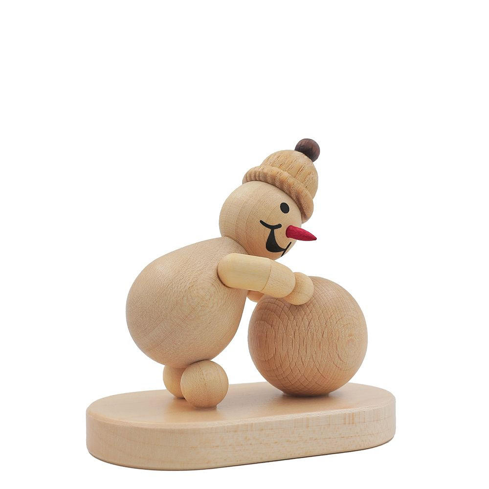 HOLZFIGUR Schneemann Junior mit Schneekugel unten auf Sockel 9 cm - Multicolor, Holz (9/1/0.1cm)