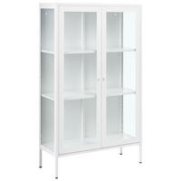 VITRÍNA se skleněnými dveřmi Kov 90 cm Bílá Nash - bílá, kov (90/150/35cm) - Beliani