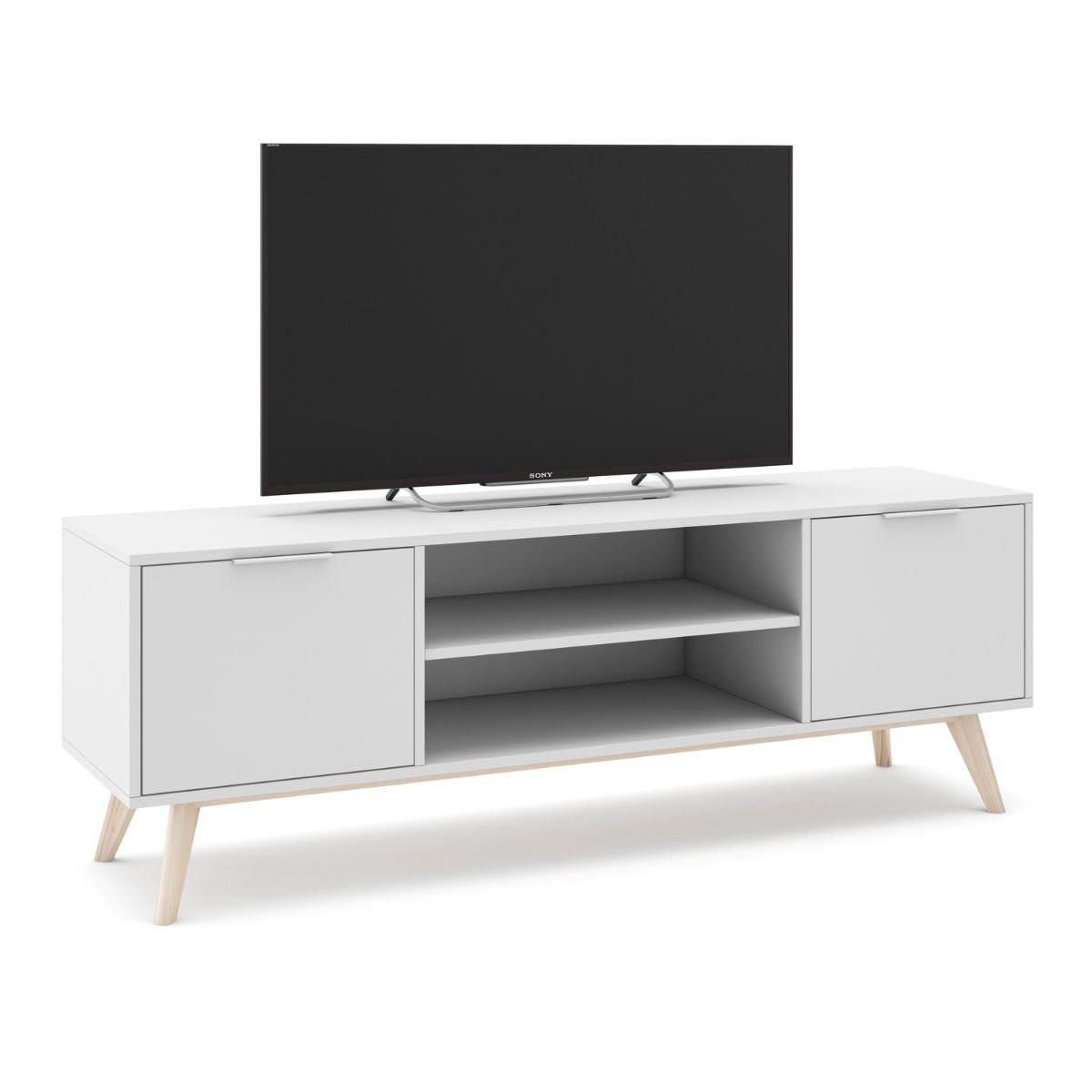 TV-SCHRANK mit 2 Türen 2 Fächern L140 cm - Campus - Weiß, Holzwerkstoff (40/53/140cm) - Calicosy
