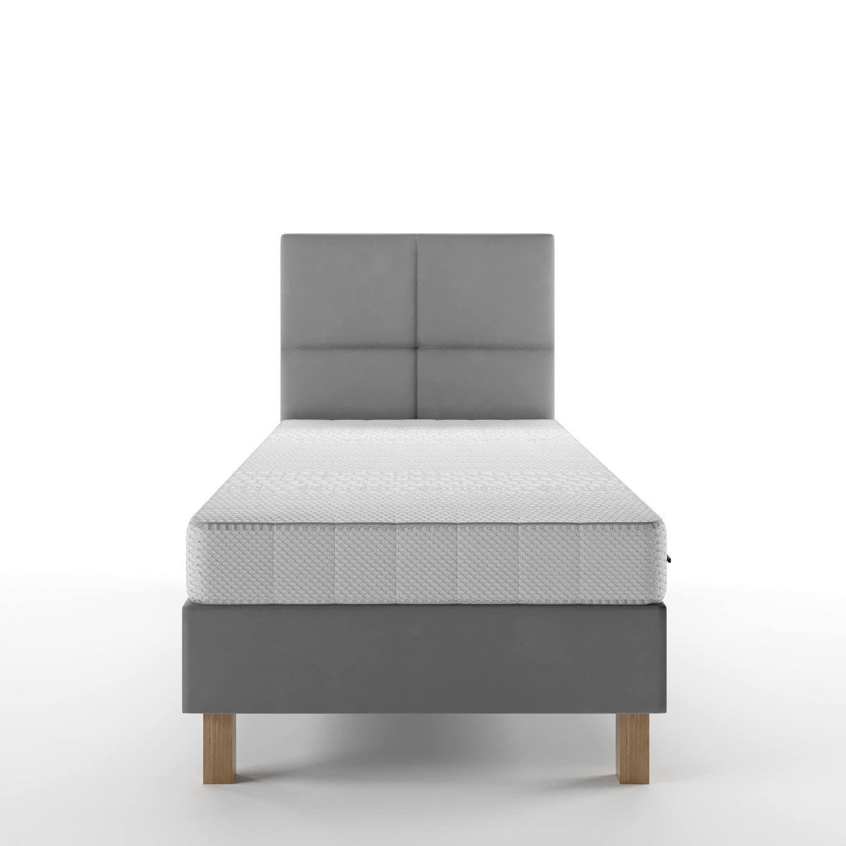 BETT für Hotel DUBAJ 80 x 200 cm, Polsterbett mit Rädern, Taschenmatratze, Einzelbett, 1 Stück, Grau - Grau, Holz/Buchenholz (80/200cm) - Trada