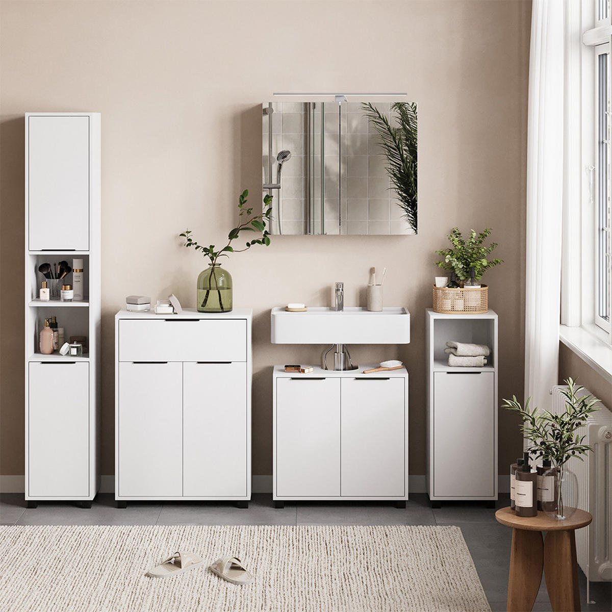 BADSCHRANK Alina Weiß 60 x 86 cm mit 1 Schublade und 2 Türen - Weiß, Holzwerkstoff (60/86/30cm) - Vicco