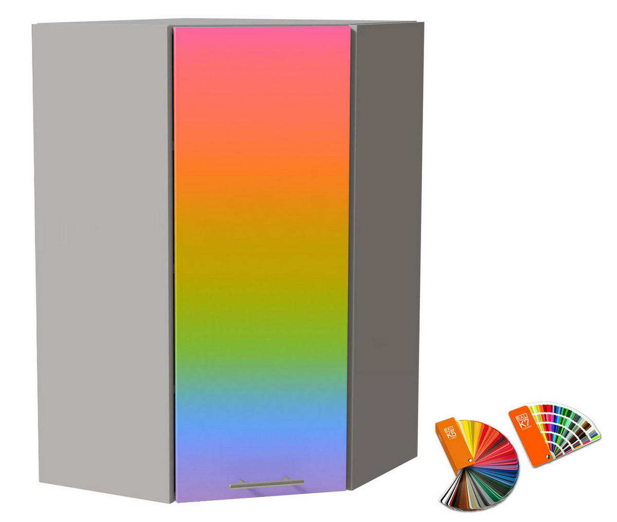 ECKHÄNGESCHRANK Brerra RAL Wunschfarbe (K5/K7) / Grau Matt 60 / 60 / 96cm - Multicolor/Grau, Holz/Holzwerkstoff (60/96/60cm) - Feldmann-Wohnen