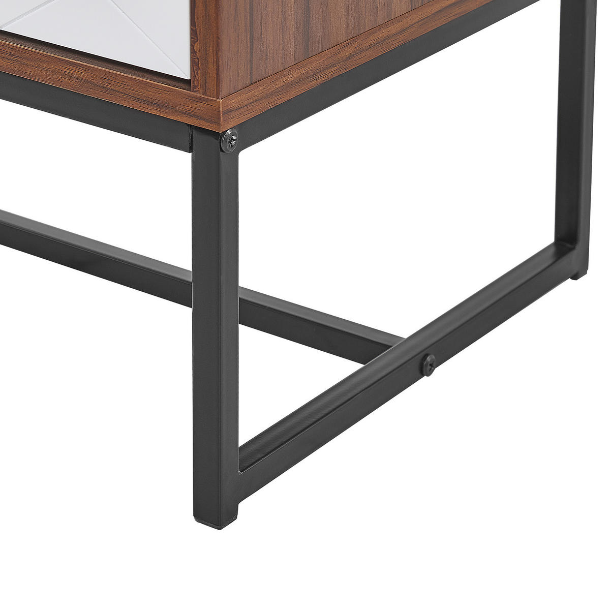 NACHTTISCH dunkler Holzfarbton/weiß 2 Schubladen Nueva - Dunkelbraun/Schwarz, Holzwerkstoff (49/69/38cm) - Beliani