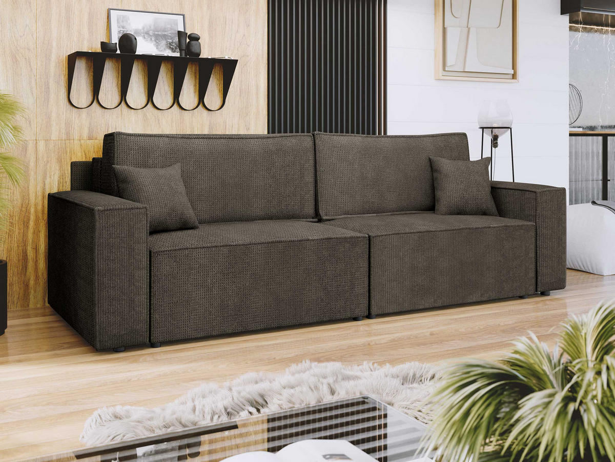 SCHLAFSOFA Karl mit L-Funktion - Schwarz/Braun, Holz/Kunststoff (245/82/139cm) - MIRJAN24
