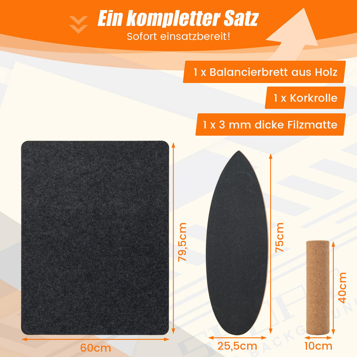 BALANCIERBRETT Schwarz - Schwarz, Holz (28/82cm) - COSTWAY