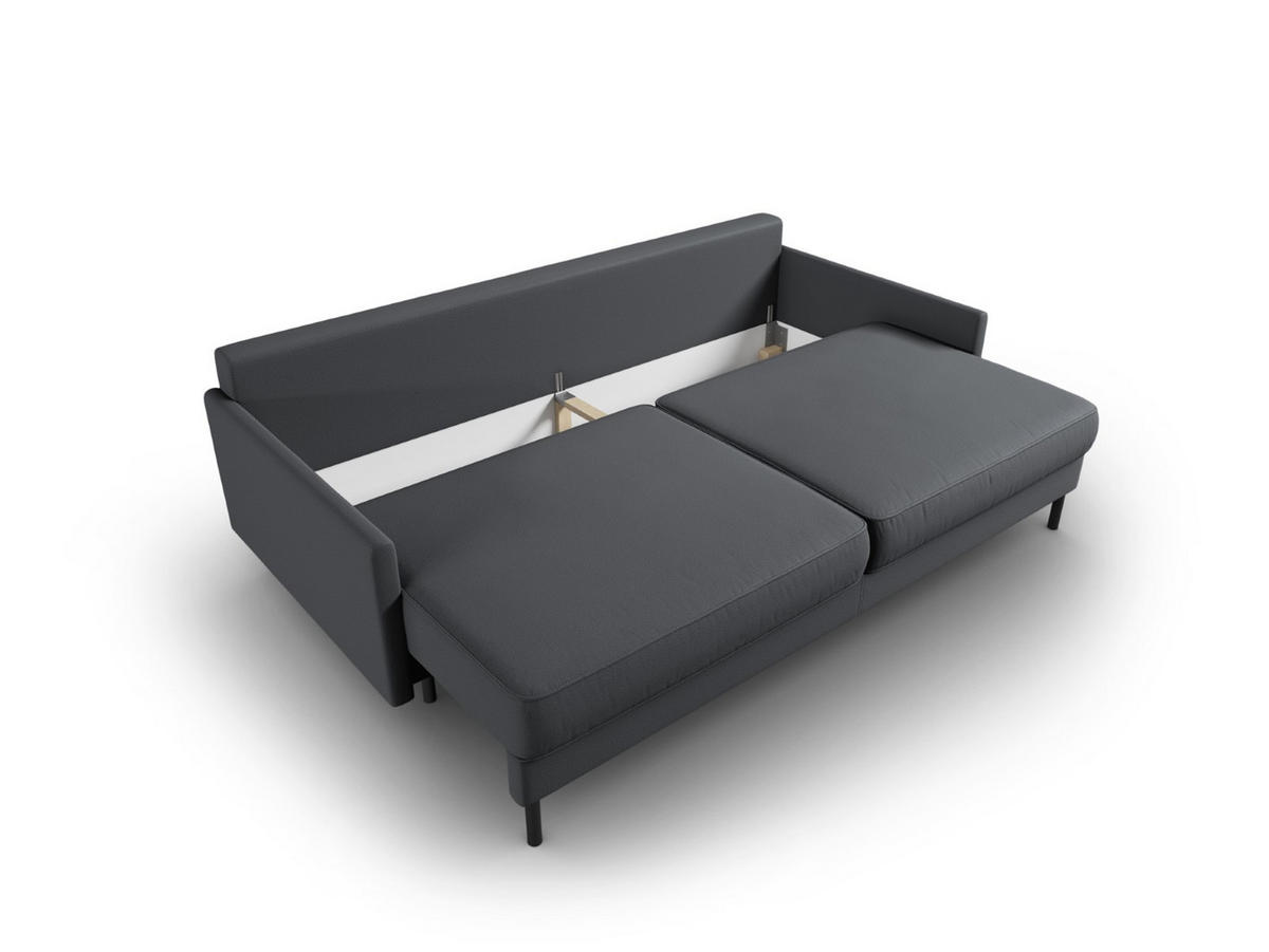 AUSKLAPPBARES-SOFA mit Bettkasten Scott aus strukturiertem Stoff dunkelgrau 3 Sitzplätze - Dunkelgrau, Textil (97/87/212cm) - Micadoni