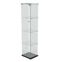GLASVITRINE 163x40x35 cm Türen Schloss Regalböden LED Bar schwarz - Schwarz, Holz (39.8/163/35cm) - LEBENLANG