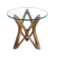 BEISTELLTISCH rund Glas | Walnuss 50/50/41 cm - Transparent/Walnussfarben, Glas (50/50/41cm) - ANGEL CERDA