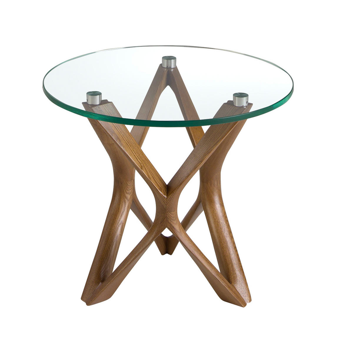 BEISTELLTISCH rund Glas | Walnuss 50/50/41 cm - Transparent/Walnussfarben, Glas (50/50/41cm) - ANGEL CERDA