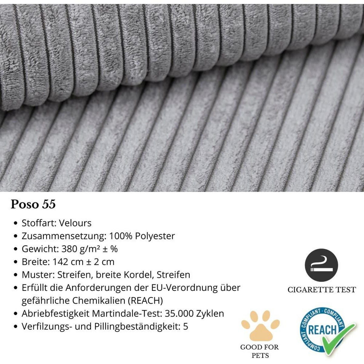 ECKSOFA Parys L hellgrau - Hellgrau/Schwarz, Kunststoff/Textil (290/185cm) - Beautysofa