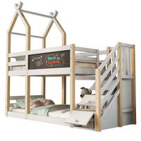ETAGENBETT 90/200 cm mit Tafel, Stauraumtreppe aus Massivholz und MDF, Baumhaus-Design, Weiß - Weiß, Holzwerkstoff (90/90cm) - Redom