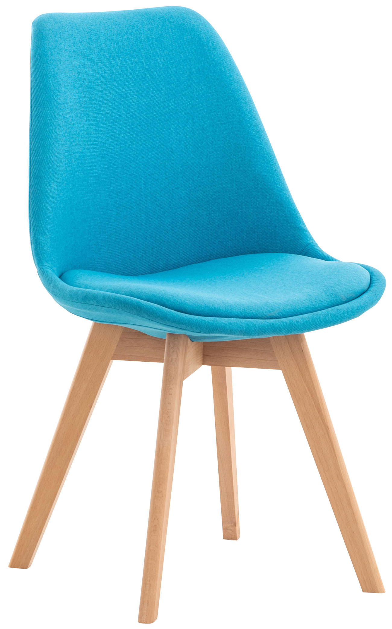 STUHL Stoff türkis - Türkis/Eukalyptusholzfarben, Holz/Textil (49/83/50cm) - CLP