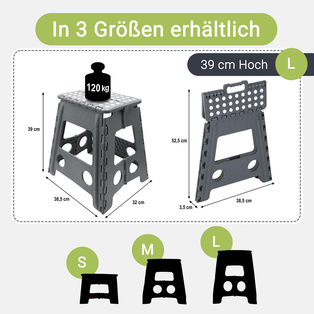 KLAPPHOCKER, 100% Kunststoff - Anthrazit, Kunststoff (29/39/22cm) - Zollner
