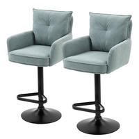 BARSTUHL - 2er-Set - Höhenverstellbar - Cord / Eisen - Blaugrau, Textil/Metall (54/98/58cm) - home24