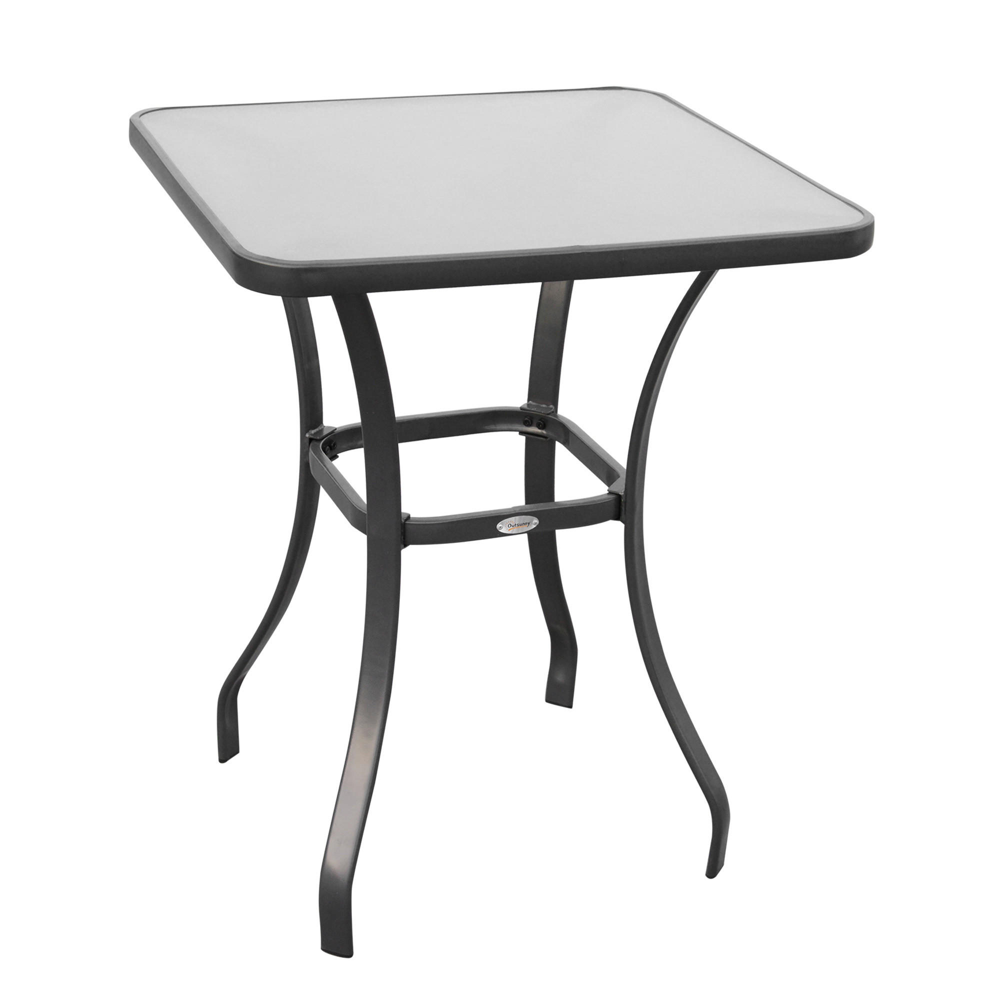 GARTENTISCH, Metall, Hartglas, Schwarz - Schwarz, Metall (68.5/68.5/84cm) - Outsunny