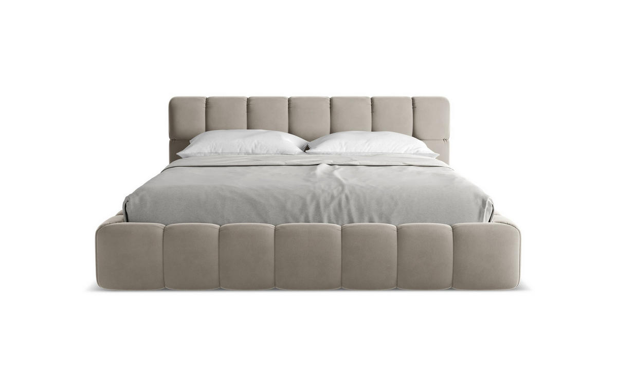 POLSTERBETT mit Bettkasten und Lattenrost 200x228 Grau - Taupe/Schwarz, Kunststoff/Textil (180/200cm) - Makamii