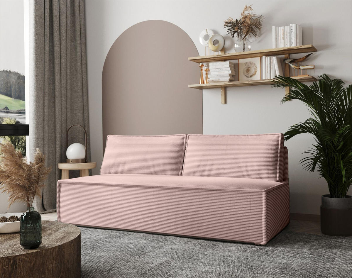 SCHLAFSOFA Amanda In Zoom - Rosa, Holzwerkstoff/Textil (200/89/100cm) - Fun Möbel