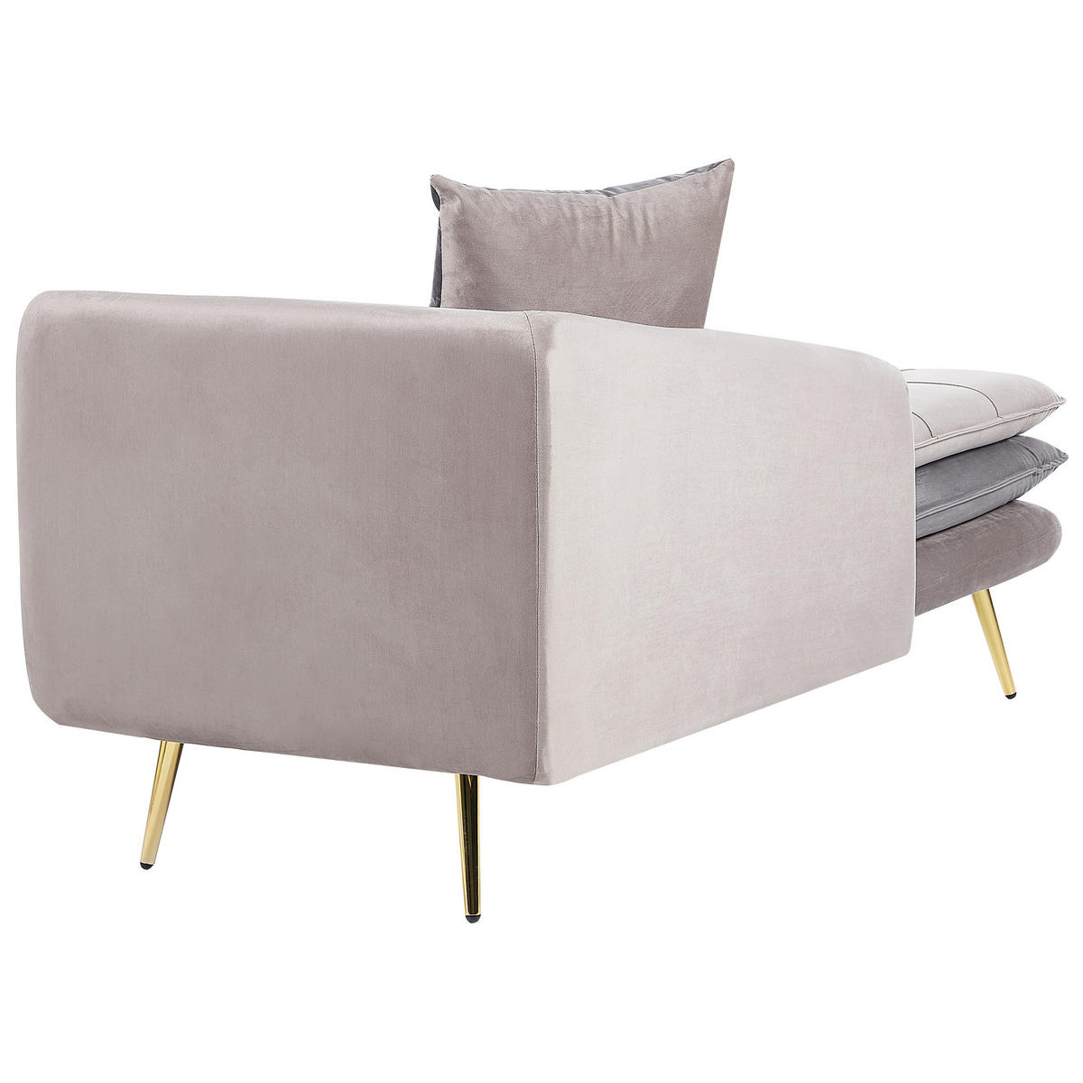 ČALOUNĚNÉ LEHÁTKO CHAISE LONGUE PRAVOSTRANNÉ Sametová látka Taupe Gonesse - šedá/zlatá, textil (160/72/79cm) - Beliani